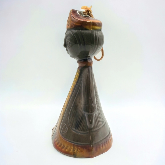 Vtg Pacific Stoneware Jean Ellsworth Queen Of Hearts Clay Bell Wind Chime Brown - Picture 4 of 12